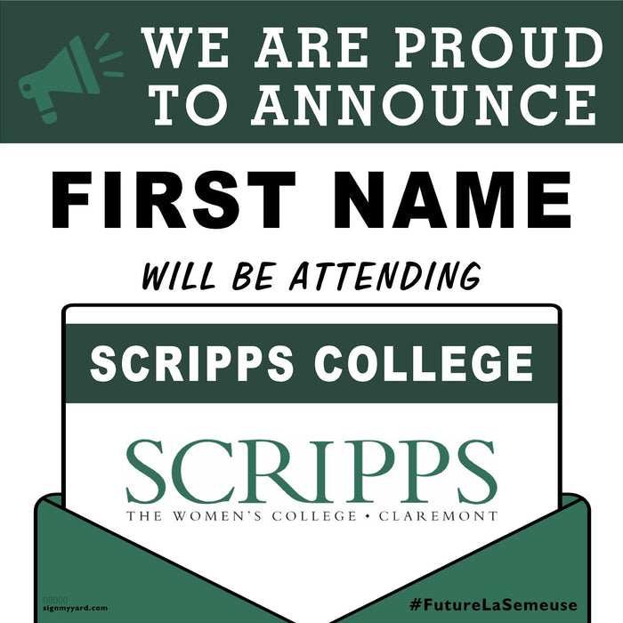 Scripps College 24x24 College Acceptance Yard Sign (Option A)