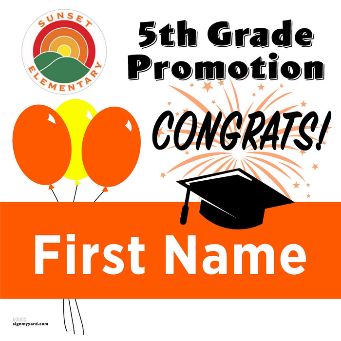 Sunset Elementary School 5th Grade Promotion 24x24 Yard Sign (Option A)