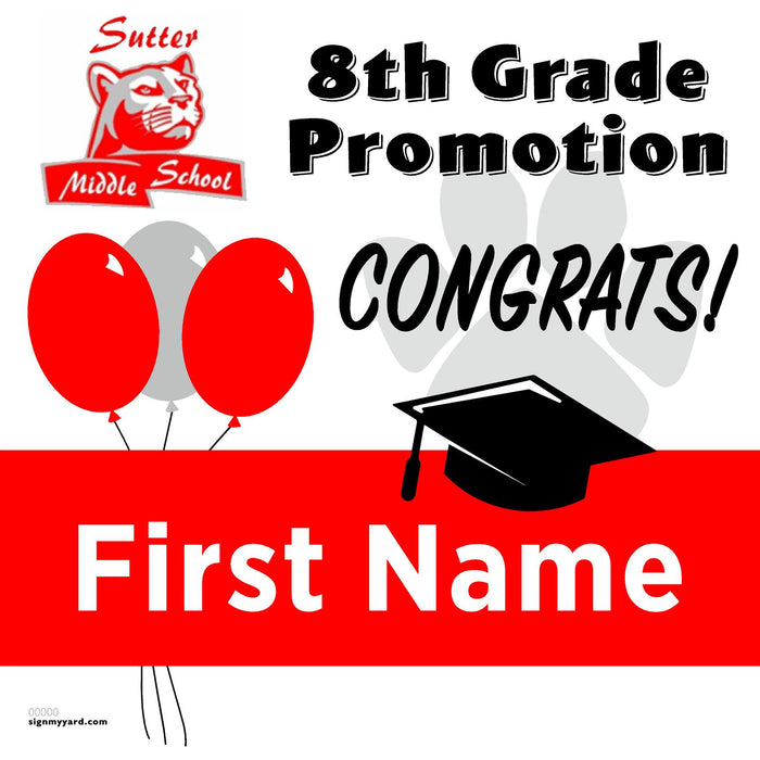 Sutter Middle School 8th Grade Promotion 24x24 Yard Sign (Option A)