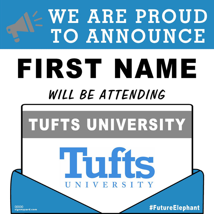 Tufts University 24x24 College Acceptance Yard Sign (Option A)