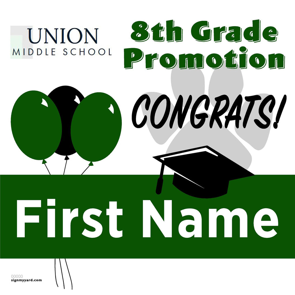 Union Middle School 8th Grade Promotion 24x24 Yard Sign (Option A)