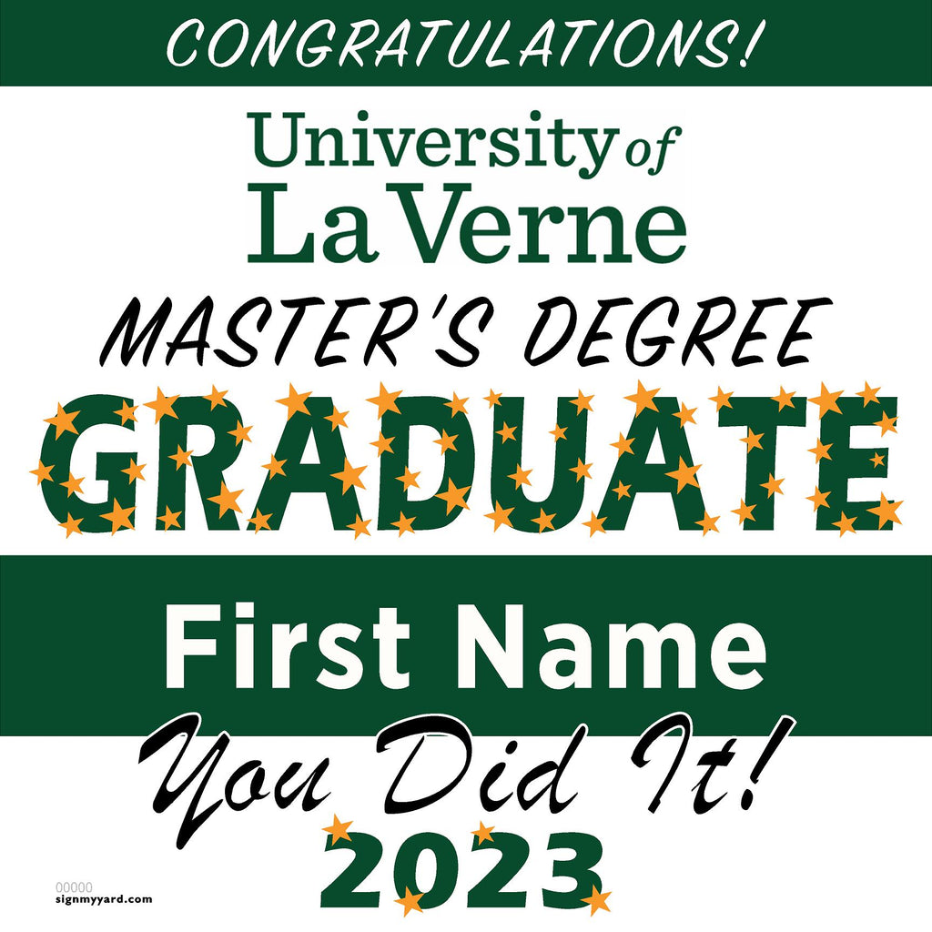 University of La Verne (Masters) 24x24 Class of 2023 Yard Sign (Option B)