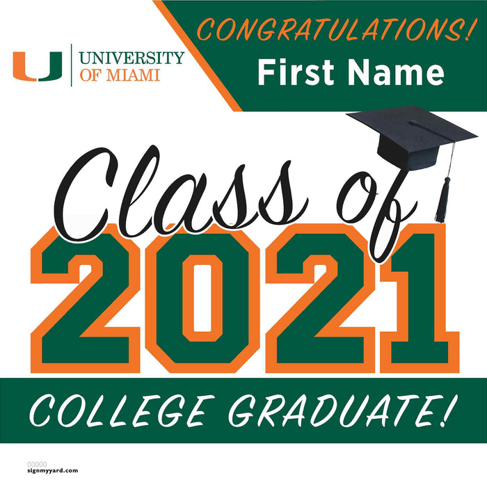 University of Miami 24x24 Class of 2021 Yard Sign (Option A)