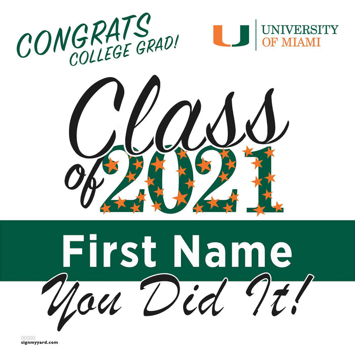 University of Miami 24x24 Class of 2021 Yard Sign (Option B)