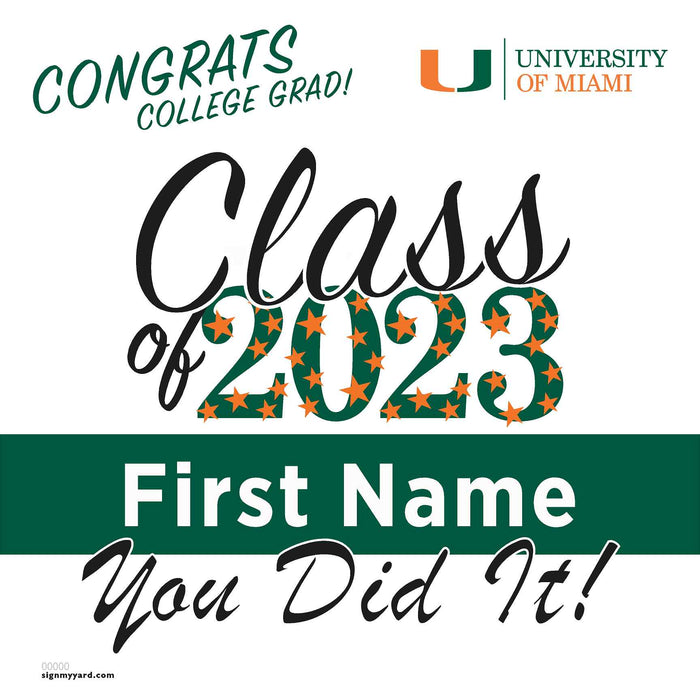 University of Miami 24x24 Class of 2023 Yard Sign (Option B)