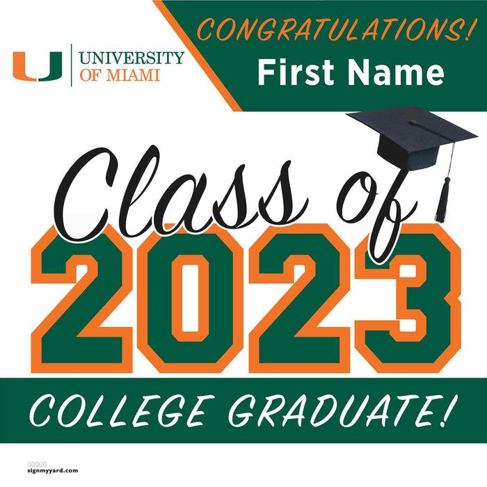University of Miami 24x24 Class of 2023 Yard Sign (Option A)