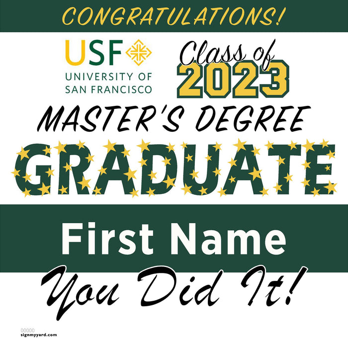 University of San Francisco (Masters) 24x24 Class of 2023 Yard Sign (Option C)