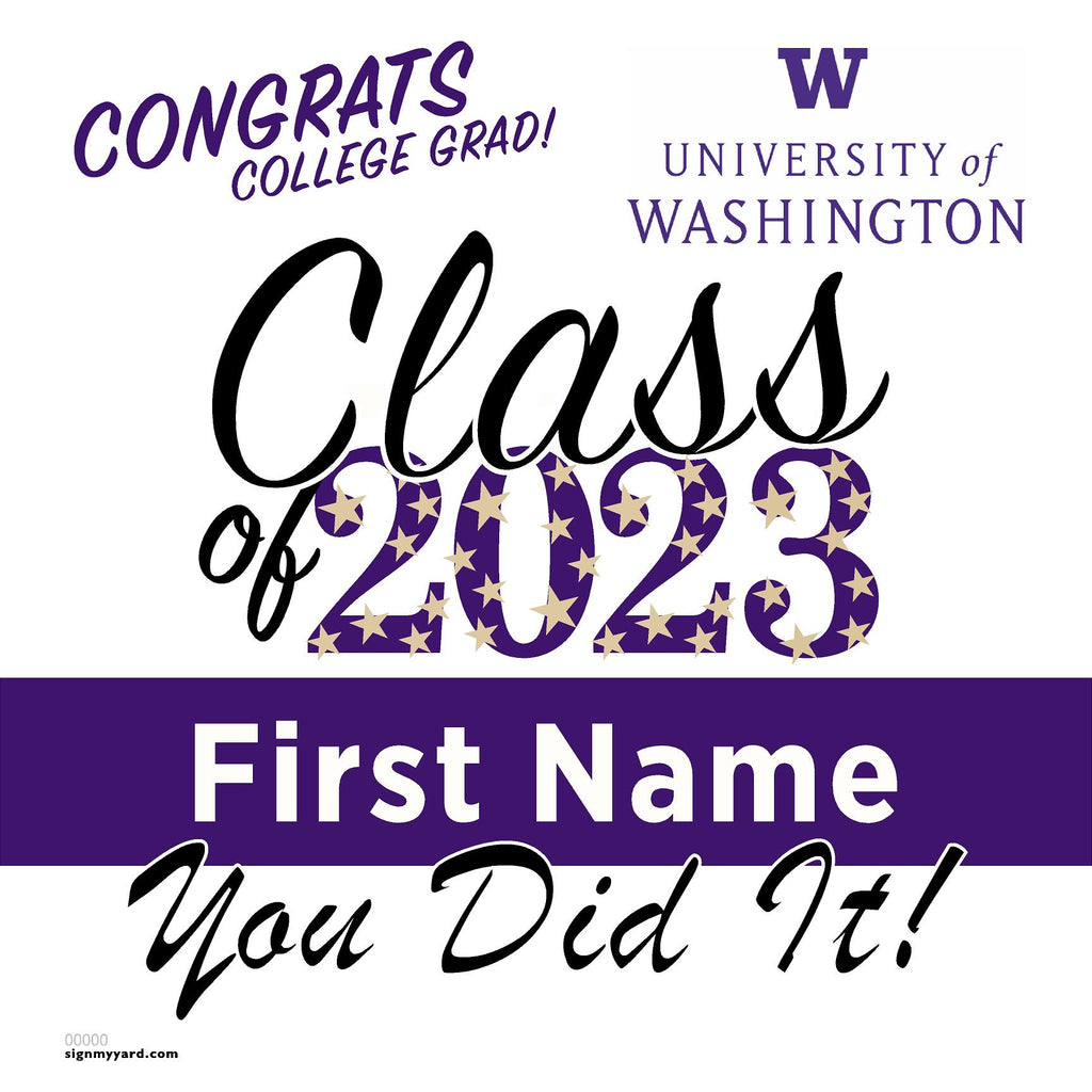 University of Washington 24x24 Class of 2023 Yard Sign (Option B)