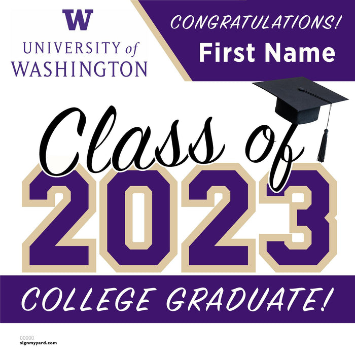 University of Washington 24x24 Class of 2023 Yard Sign (Option A)