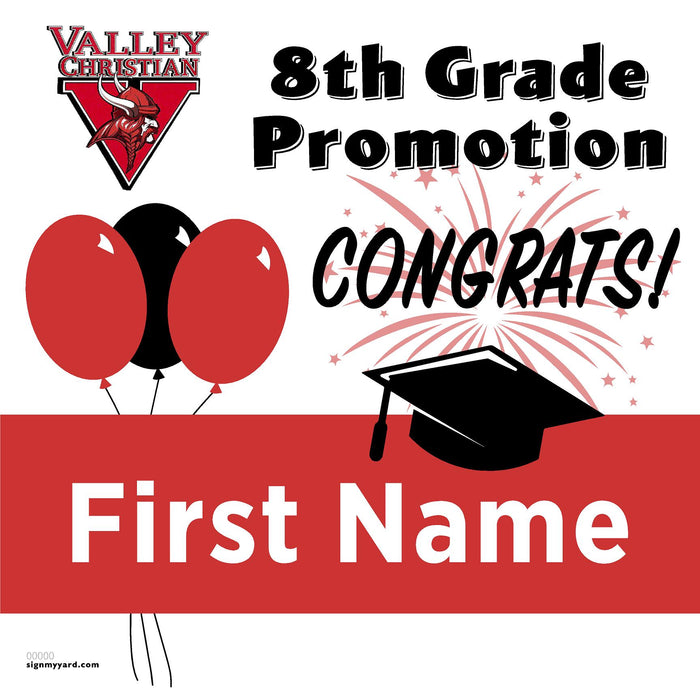 Valley Christian School (Dublin) 8th Grade Promotion 24x24 Yard Sign (Option A)