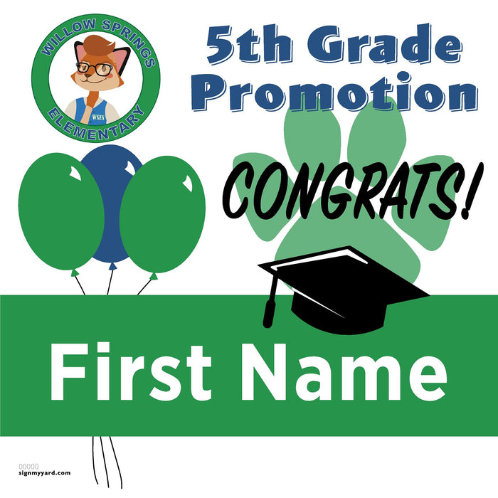 Willow Springs Elementary School (Virginia) 5th Grade Promotion 24x24 Yard Sign (Option A)