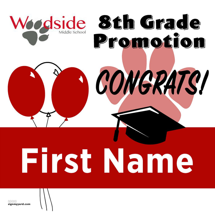 Woodside Middle School 8th Grade Promotion 24x24 Yard Sign (Option A)