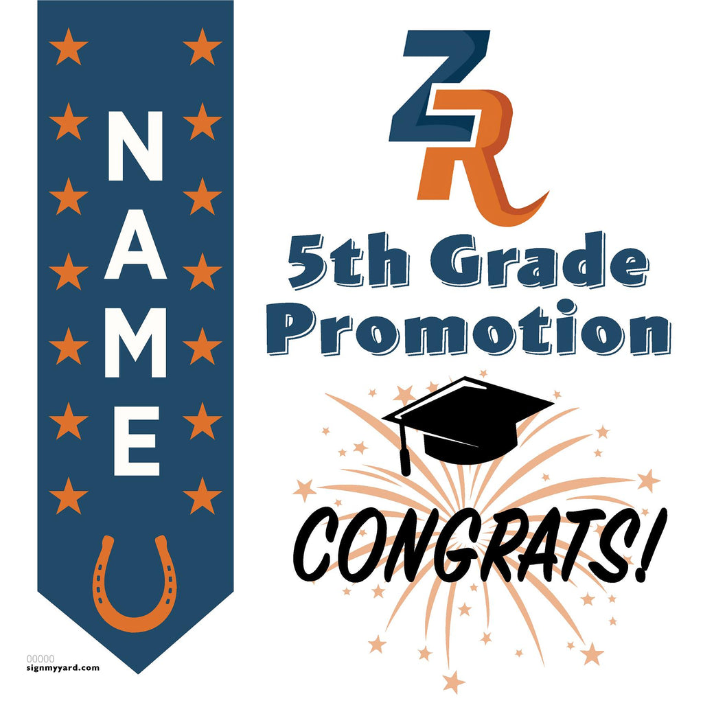 Zehnder Ranch Elementary School 5th Grade Promotion 24x24 Yard Sign (Option B)