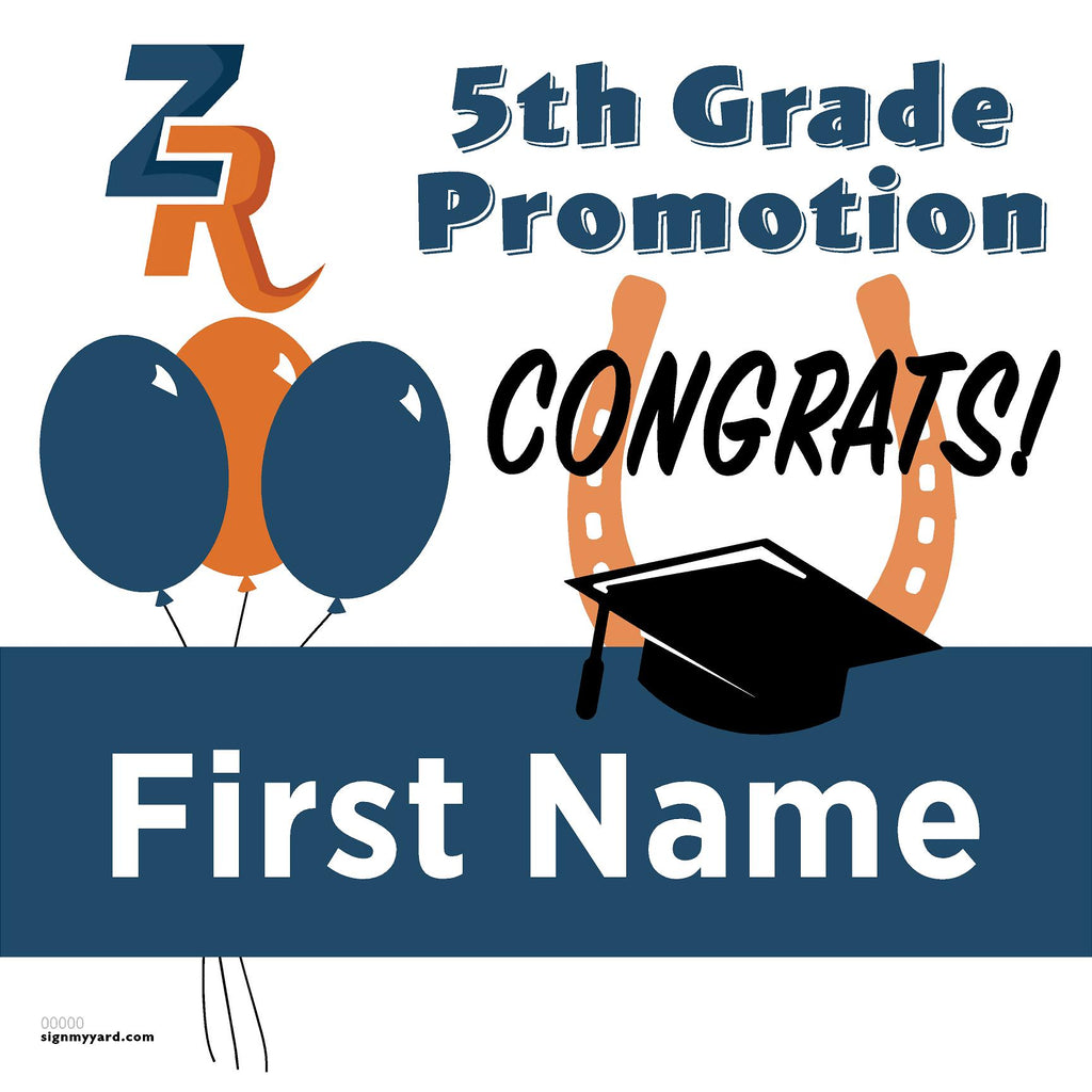 Zehnder Ranch Elementary School 5th Grade Promotion 24x24 Yard Sign (Option A)